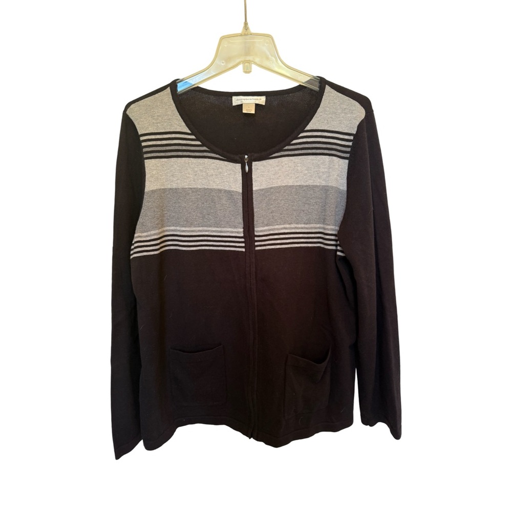 Christopher & Banks Black and Gray Knit Cardigan